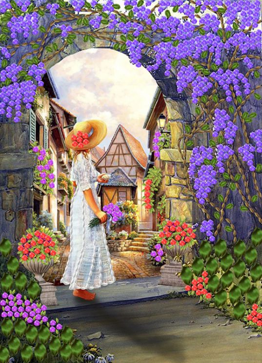 НЛ3-068 Набор для вышивания лентами ТМ Наследие "По цветочной улочке"