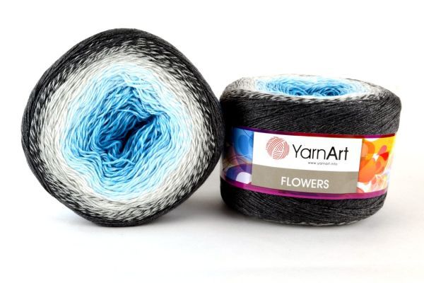 Пряжа Flowers 251 Серый/белый/голубой