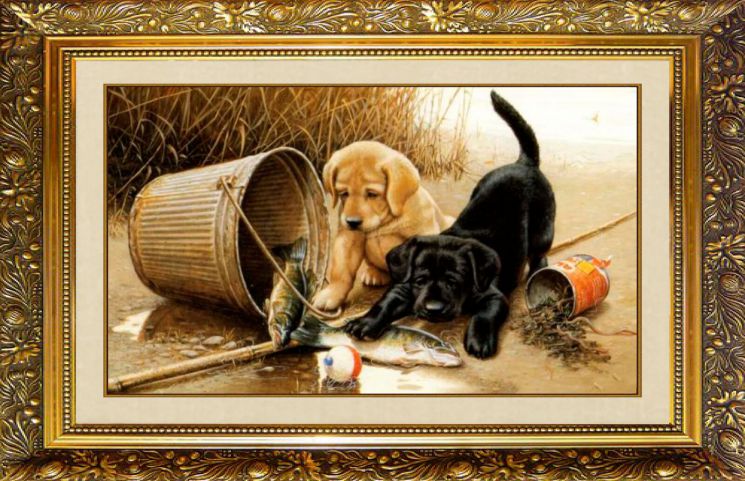 F-281 Алмазная мозаика МИЛАТО "Любопытные щенки"