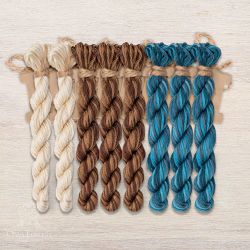 НМул-ИМЦ169-3322-3 Набор ниток OwlForest для схем «Индейские мотивы» (DMC) 3 цвета «Цапля» 32 каунт в 2 нити