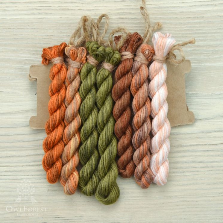 НМул-РыжО-2362 Набор ниток OwlForest для схемы «Рыжая осень» (ПНК им. Кирова) 36 каунт в 2 нити