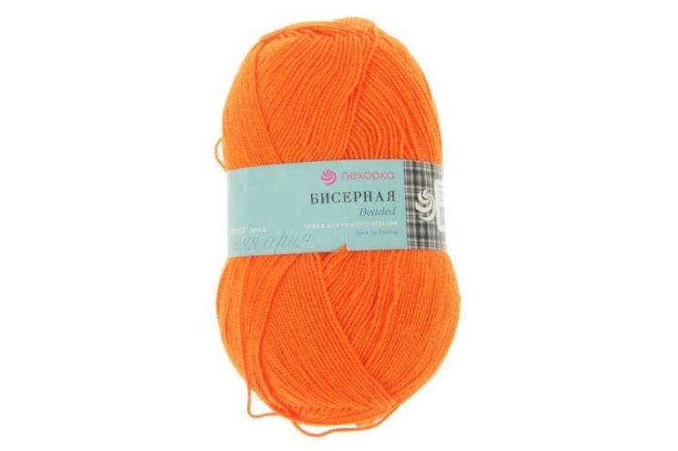 Пряжа ПЕХОРКА Бисерная // 005 // 189 // Ярко-оранжевый