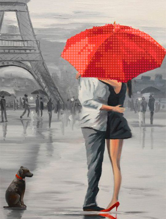 БСА4-008 Алмазная мозаика ТМ Наследие "Влюблённые под зонтом"