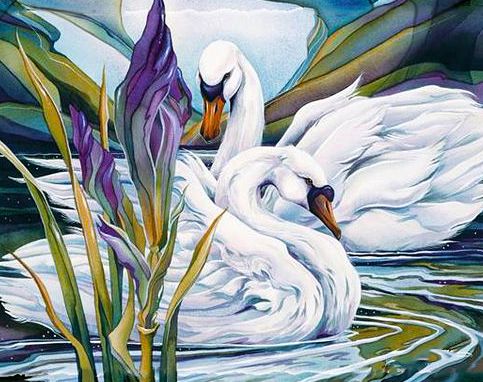  Алмазная мозаика Гранни "Лебеди и ирисы" Ag 2305