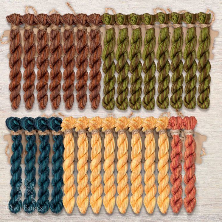  Набор ниток OwlForest для схем «Индейские мотивы» (ПНК) 5 цветов «Змей» 28 каунт в 3 нити НМул-ИМЗ173-2283-5