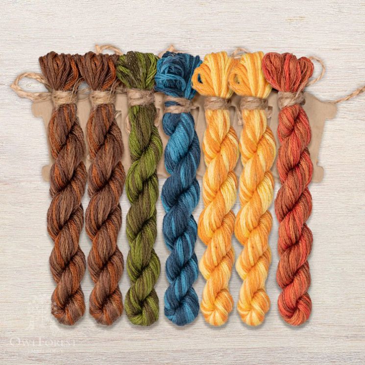 Набор ниток OwlForest для схем «Индейские мотивы» (DMC) 5 цветов «Черепаха» 32 каунт в 2 нити НМул-ИМЧ170-3322-5 