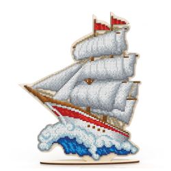Набор для вышивания бисером WoodStitch "Парусник", 20х24, SH-007