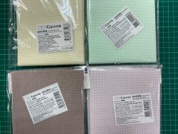 КК04-2 Комплект канвы Аида №14 Gamma, 50х50см * 5шт, цвет ассорти (белый, кофейный, крем, св-сиреневый, св-бирюзовый)