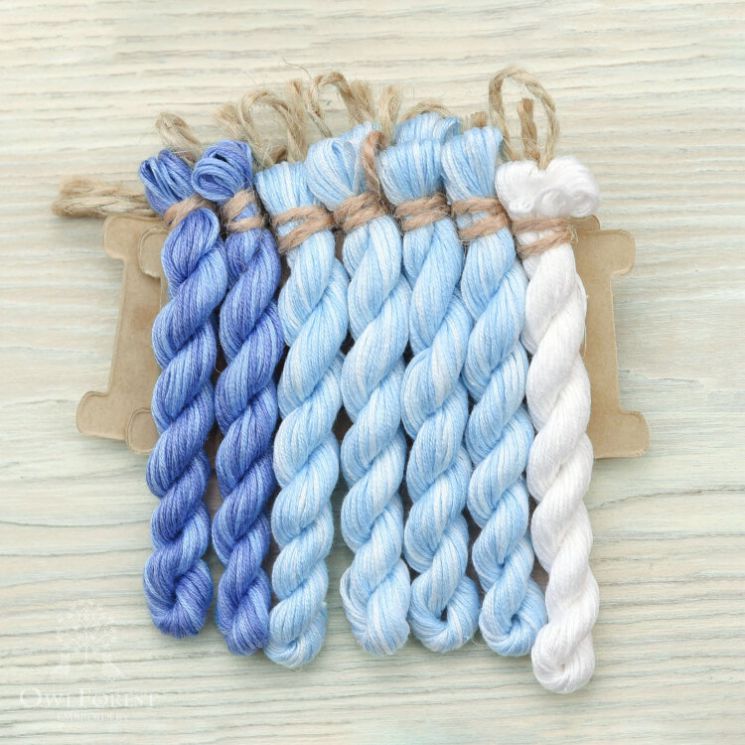 НМул-СКМз-2283 Набор ниток OwlForest для для схемы «Серебряное копытце, Морозные узоры» (ПНК) 28 каунт в 3 нити