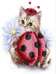 БСА4-022 Алмазная мозаика ТМ Наследие "Котенок божья коровка"