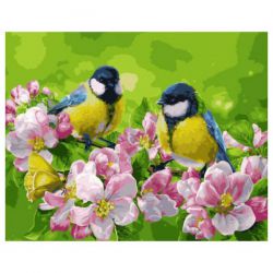 GX 32778 Картина по номерам PAINTBOY "Синицы на цветущей ветке"