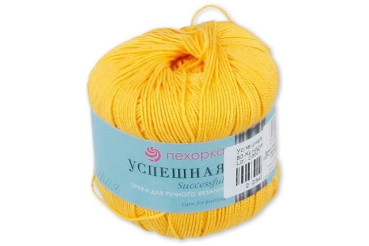 Пряжа ПЕХОРКА Успешная 220м // 035 // 80 // Канарейка