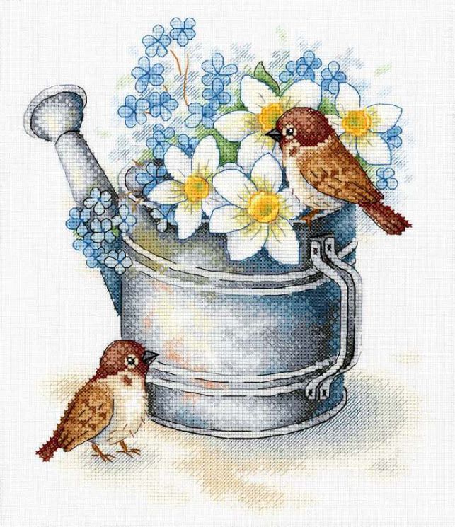 А-026 Набор для вышивания Aquarelle "Поклонники нарциссов"