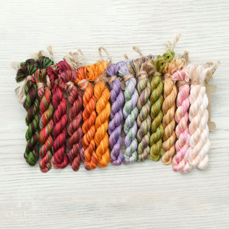 НМул-ОЦ-3322 Набор ниток OwlForest для схемы «Осенние цветы» (DMC) 32, 36 каунт в 2 нити