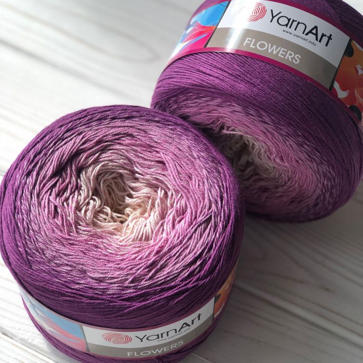Пряжа Flowers 290 Фиолетовый/розовый/натуральный
