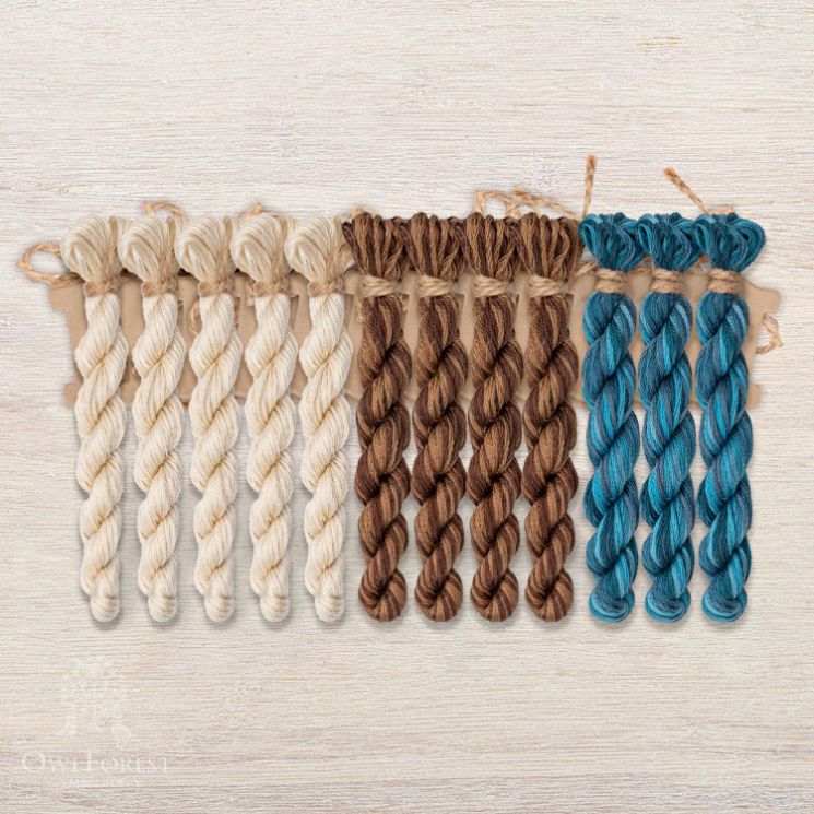 Набор ниток OwlForest для схем «Индейские мотивы» (DMC) 3 цвета «Ламы» 28 каунт в 2 нити НМул-ИМЛ166-3282-3 