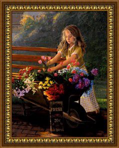 Алмазная мозаика DIY "Маленькая цветочница" F-80