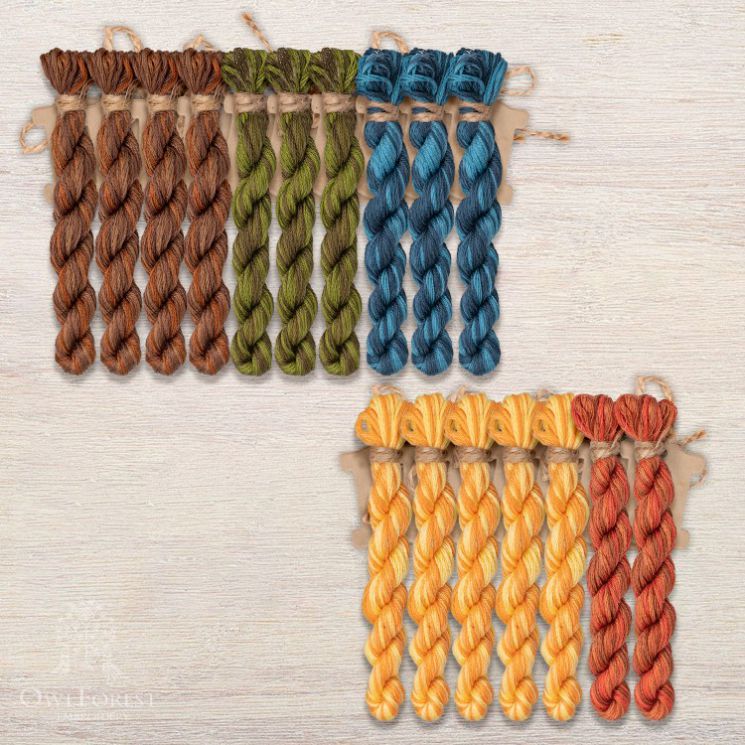 Набор ниток OwlForest для схем «Индейские мотивы» (DMC) 5 цветов «Ламы» 28 каунт в 3 нити НМул-ИМЛ166-3283-5 