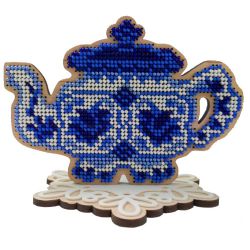 WS-016 Набор для вышивания бисером WoodStitch "Серия Гжель. Заварник", 13х10