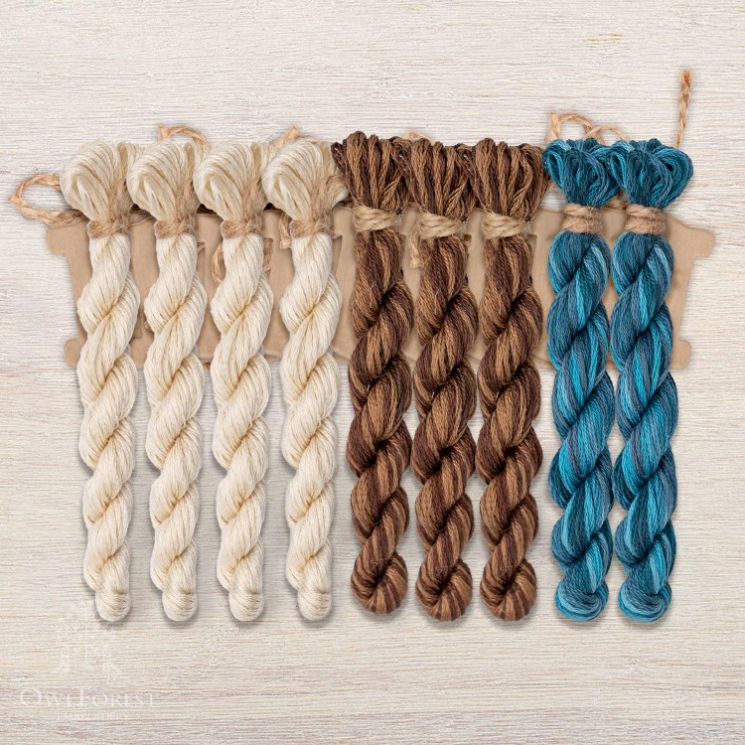 Набор ниток OwlForest для схем «Индейские мотивы» (DMC) 3 цвета «Ламы» 32 каунт в 2 нити НМул-ИМЛ166-3322-3 