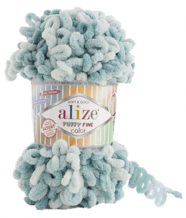 6064 Пряжа Alize PUFFY FINE COLOR - мятный принт