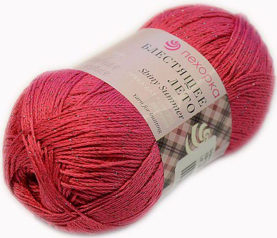 Пряжа ПЕХОРКА Блестящее лето // 006 // 439 // Малиновый