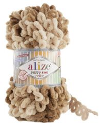 6066 Пряжа Alize PUFFY FINE COLOR - бежевый принт