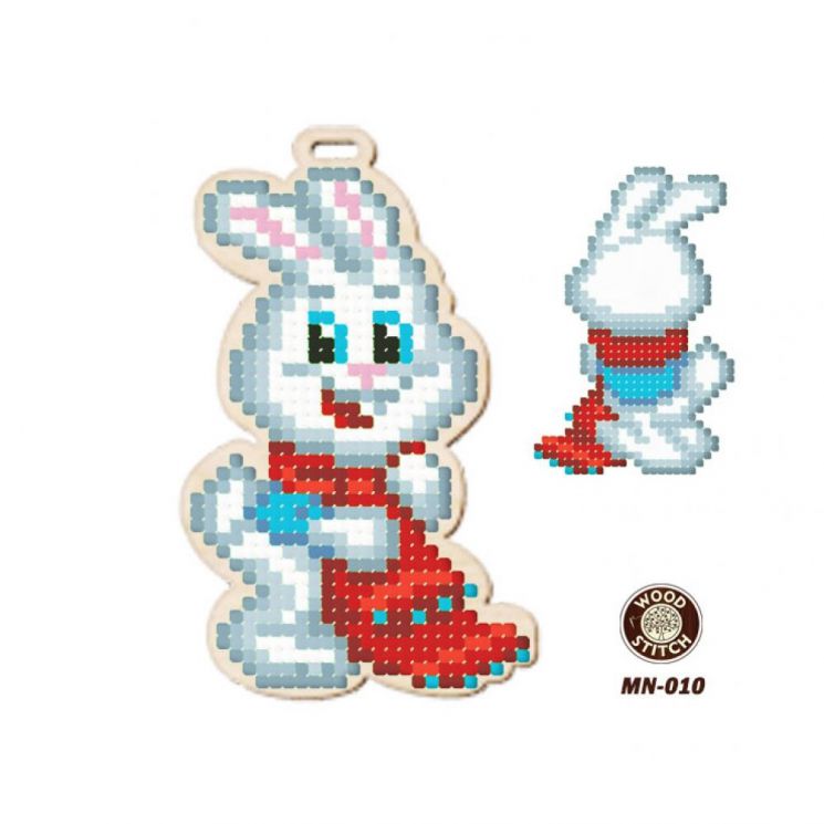 Набор для вышивания WoodStitch "Новогодняя игрушка. Зайка", 6*10, MN-010