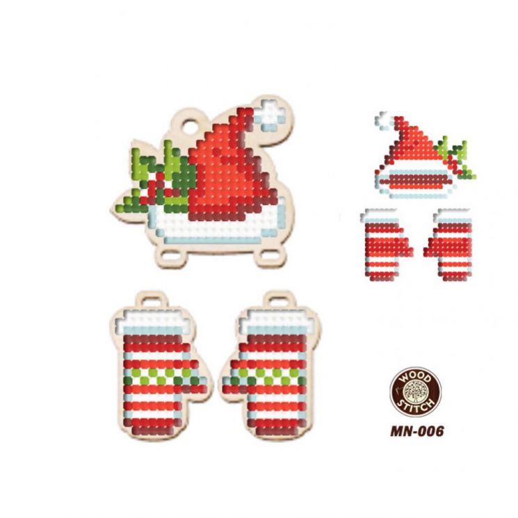 Набор для вышивания WoodStitch "Новогодняя игрушка. Зима в красном", 6*9, MN-006