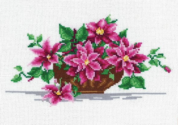 Набор для вышивания крестом СДЕЛАЙ СВОИМИ РУКАМИ "Клематисы" К-28