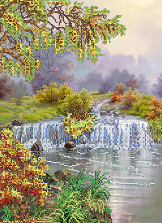 КБ-167 Схема для вышивания бисером ТМ Наследие "Природа с водопадом"