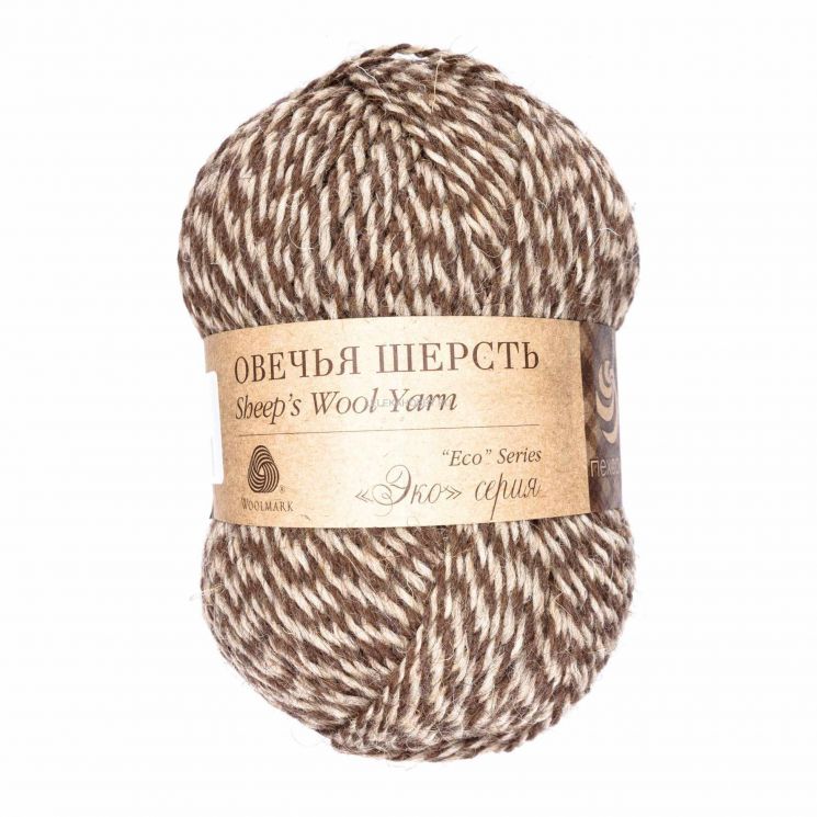 Пряжа ПЕХОРКА Овечья шерсть // 027 // 896 М // Коричнево-бежевый меланж