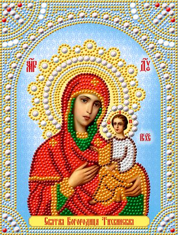 СИА4-109 Алмазная мозаика ТМ НАСЛЕДИЕ "Тихвинская икона Божьей Матери"