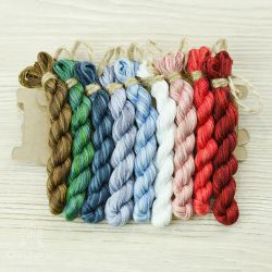 НМул-Снр-3322 Набор ниток OwlForest для схемы «Снегири» (DMC) 28, 32, 36 каунт в 2 нити, 40 каунт в 1 нить