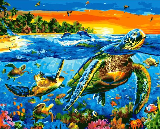 GX25801 Картина по номерам Paintboy "Мир черепах"