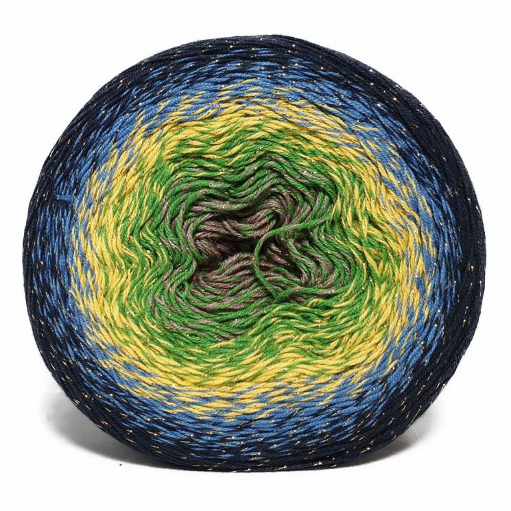 Пряжа Flowers Moonlight 3250 Синий/желтый/зеленый