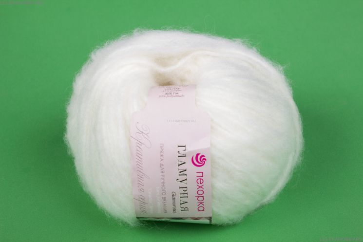 Пряжа ПЕХОРКА Гламурная // 068 // 01 // Белый