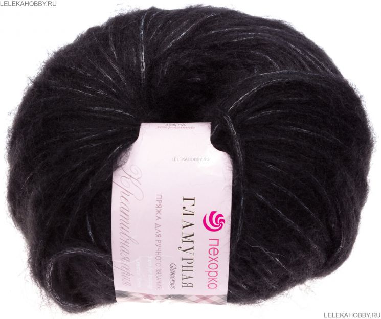 Пряжа ПЕХОРКА Гламурная // 068 // 02 // Черный