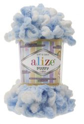 5865 Пряжа PUFFY COLOR - бело-голубой