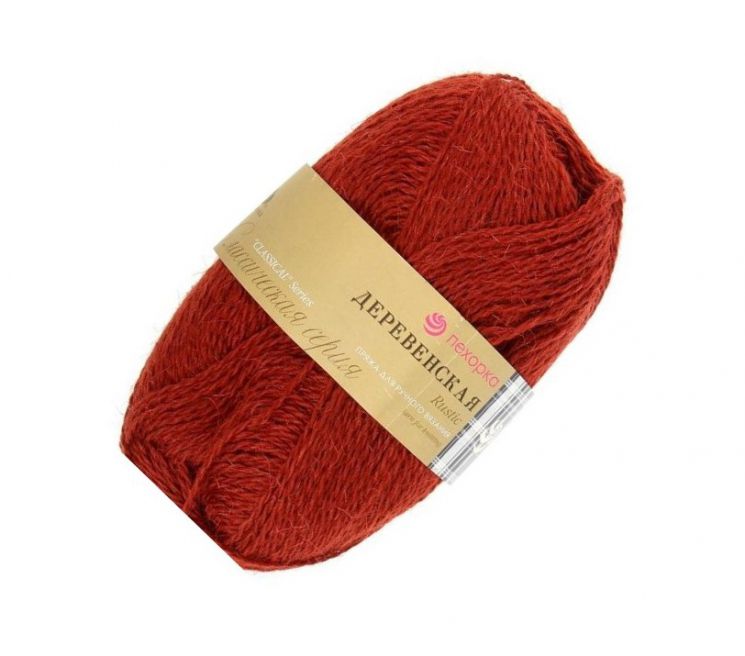Пряжа ПЕХОРКА Деревенская // 057 // 487 // Красное дерево