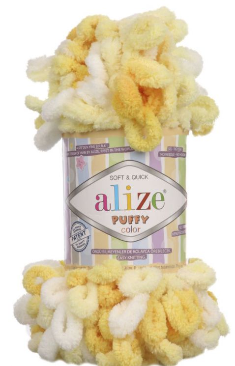 5921 Пряжа PUFFY COLOR - канарейка принт