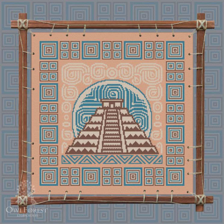 Печатная схема для вышивания Owlforest «Индейские мотивы. Пирамида» 3 цвета 0167-ИМП3-С