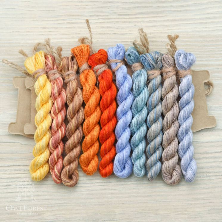 НМул-ВСлн-2401 Набор ниток OwlForest для схемы «Вокруг Солнца» (ПНК) 40 каунт в 1 нить 