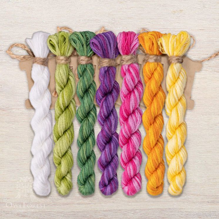 Набор ниток OwlForest для схемы «Тюльпаны» (DMC) 28, 32, 36 каунт в 2 нити, 40 каунт в 1 нить НМул-Т180-3322 