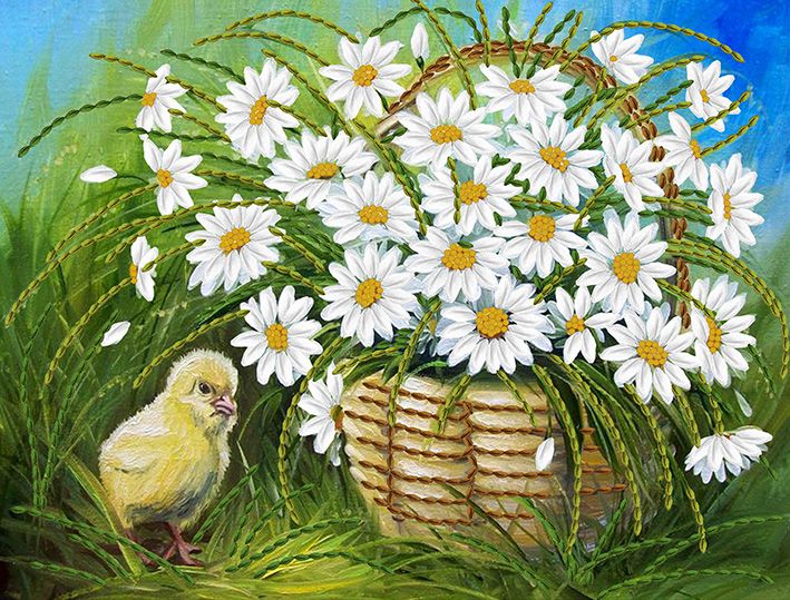 НЛ4-020 Набор для вышивания лентами ТМ Наследие "Корзинка ромашек"