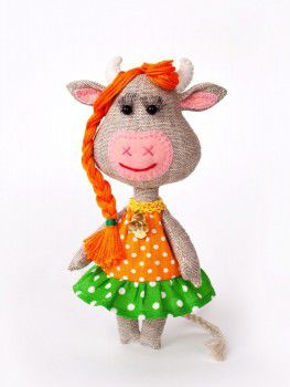 ПЛДК-1458 Набор ПЕРЛОВКА для шитья текстильной игрушки "Корова Бурёнка"