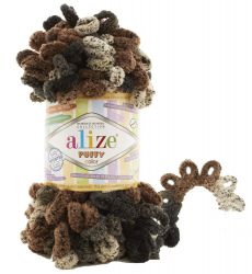 6083 Пряжа PUFFY COLOR - коричневый меланж