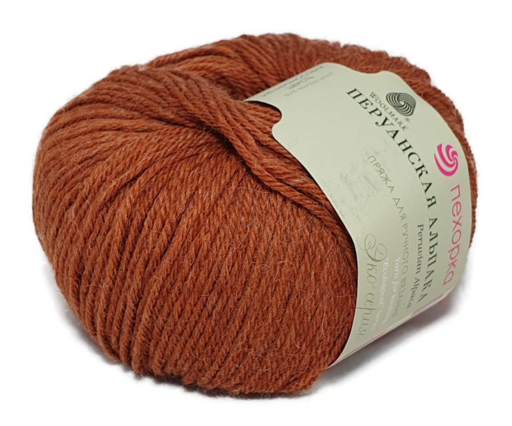 Пряжа ПЕХОРКА Перуанская альпака // 049 // 344 // Красная глина